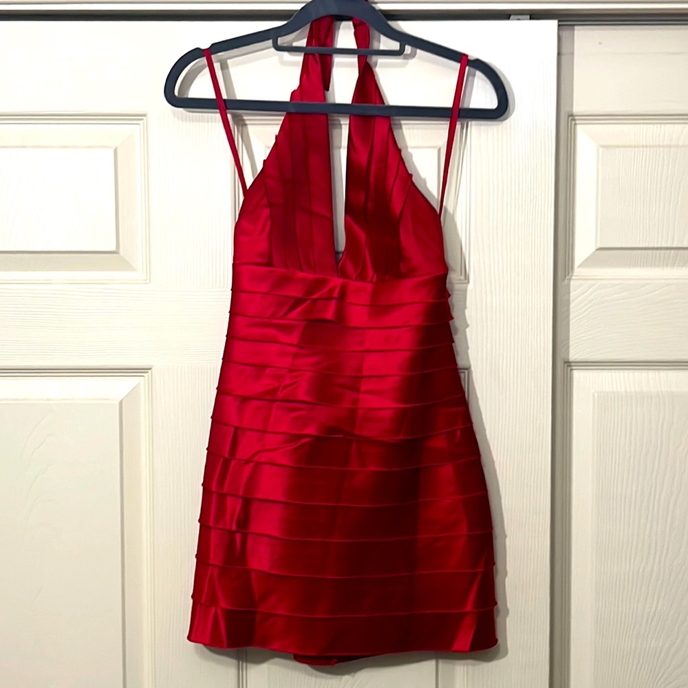 BCBG Halter Mini Red Dress.  Size-0.  Never Been Worn.